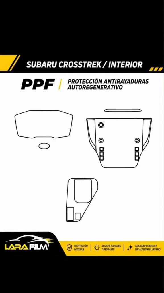 Plantilla PPF precortada interior para Subaru Crosstrek con película autorregenerativa en Perú.