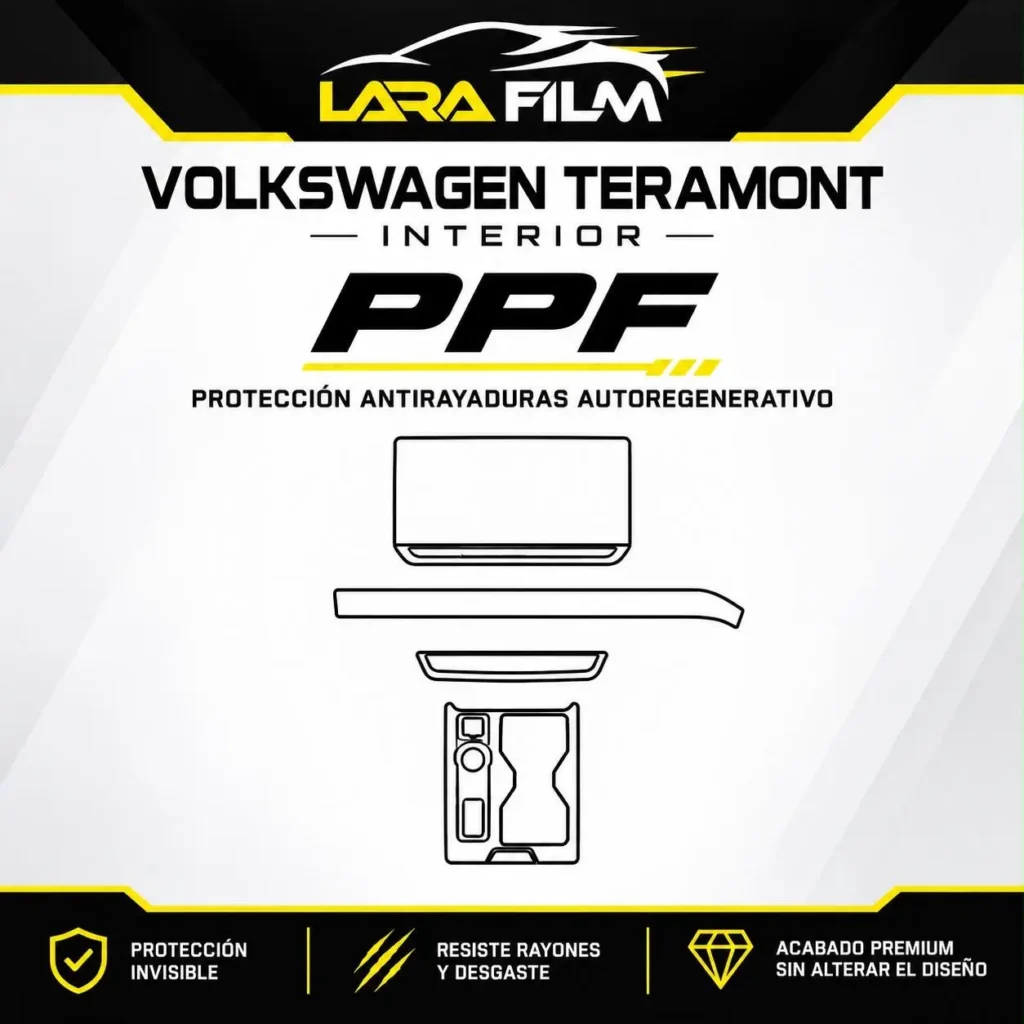 Plantilla PPF precortada para pantalla multimedia, moldura de tablero y consola central de Volkswagen Teramont.
