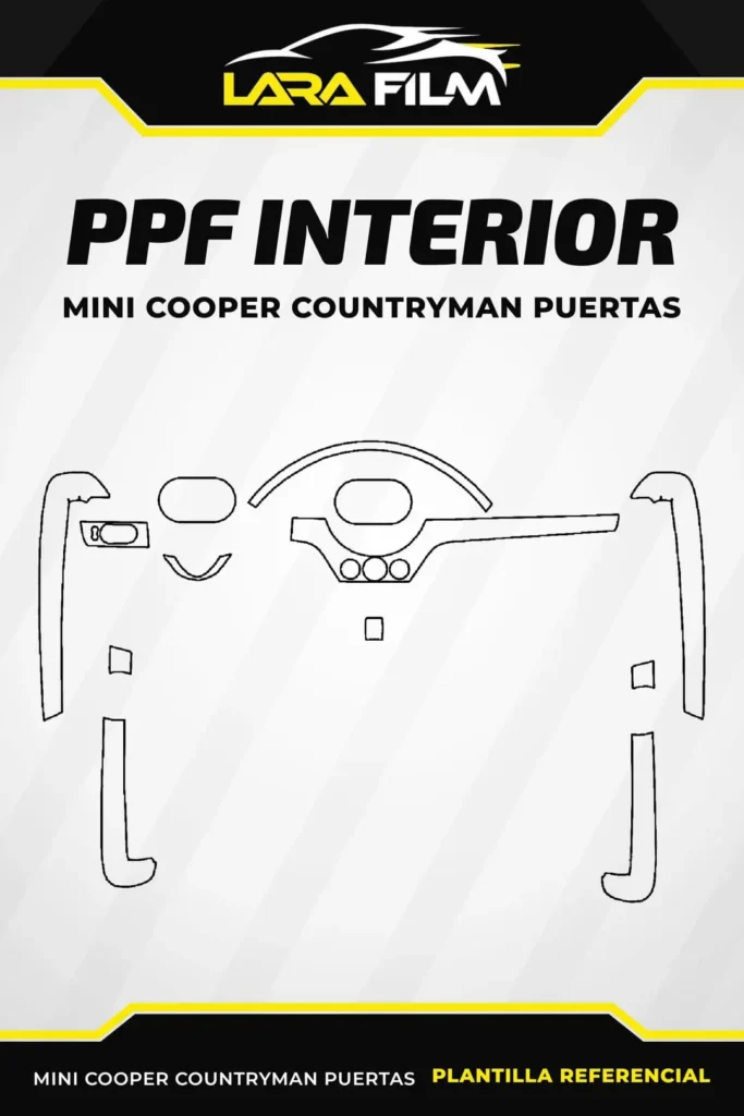Plantilla PPF precortada para paneles y mandos de puertas de Mini Cooper Countryman.